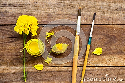 Poster colour art and flowers marigold of lifestyle Stock Photo