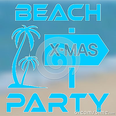 Poster concept Christmas Beach Party with palm trees Vector Illustration