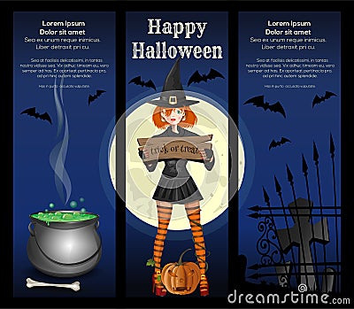 Poster concept design for Halloween. Vector banner Vector Illustration
