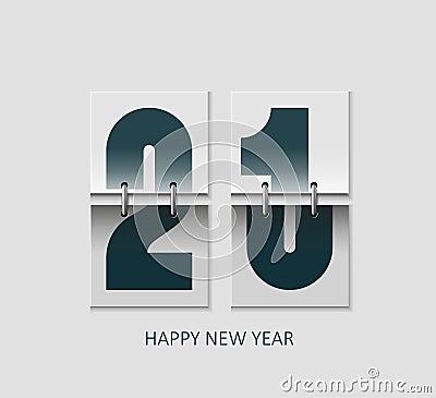 Concept realistic flip calendar happy new year 21 Vector Illustration