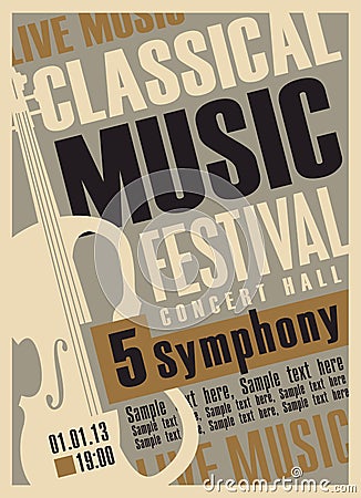 Poster for a concert of classical music Vector Illustration