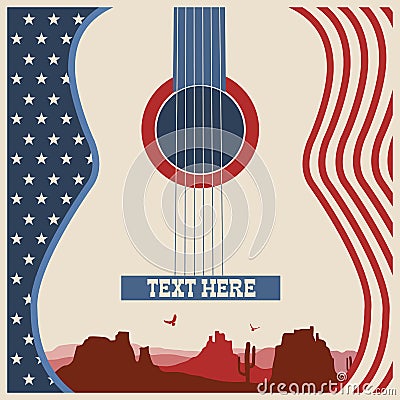 Poster of concert music festival with guitar Vector Illustration