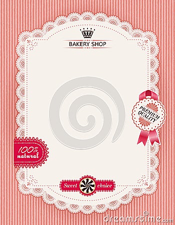 Poster of confectionery bakery with lacy frame Vector Illustration