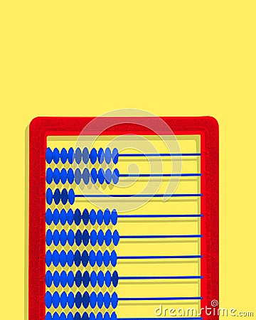Poster. Contemporary art collage. Modern creative artwork. colorful hand-abacus against yellow background. Stock Photo