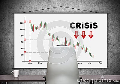 Poster with crisis chart Stock Photo