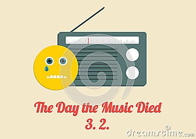 Poster for The Day the Music Died - 3rd Februardy every year Vector Illustration