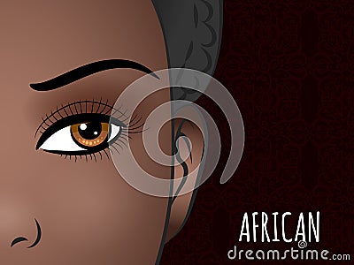 Poster design with African woman face Vector Illustration