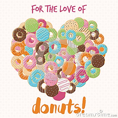 Poster design with colorful glossy tasty donuts Vector Illustration