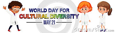 Poster design for world day cultural diversity with kids Vector Illustration