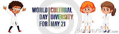 Poster design for world day cultural diversity with kids Vector Illustration