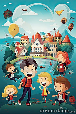 The poster designed for the children's school. Back to School, kids event Stock Photo