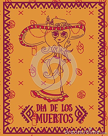 Poster for dia de los muertos Vector Illustration