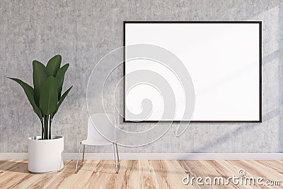 Poster in empty room with light concrete wall Stock Photo