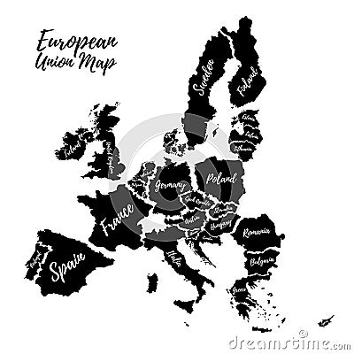 Poster of the European Union. Silhouettes of the countries of the European Union. Vector Illustration