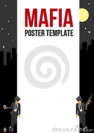 Poster of flyer template with two retro gangsters Vector Illustration