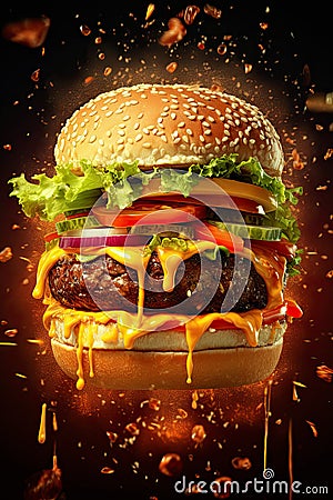 Poster of Fresh Delicious Burger Stock Photo