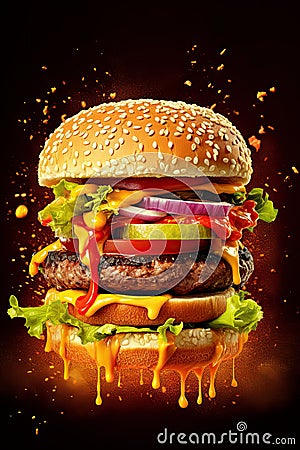 Poster of Fresh Delicious Burger Stock Photo