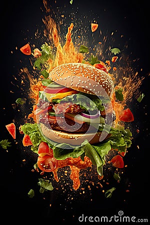 Poster of Fresh Delicious Burger Stock Photo