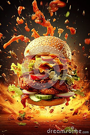 Poster of Fresh Delicious Burger Stock Photo