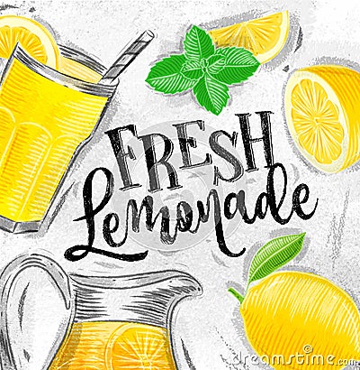 Poster fresh lemonade Vector Illustration