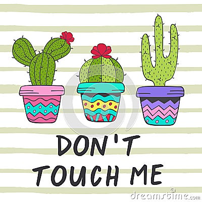 Poster with fun cacti Vector Illustration