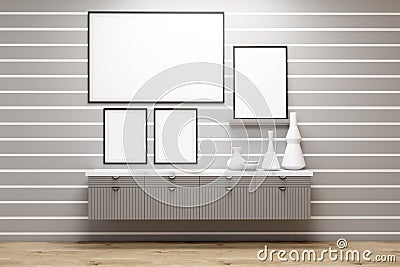 Poster gallery, gray wall Stock Photo