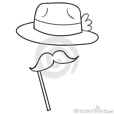 Props Fedora Hat Moustache Disguise Cartoon Illustration