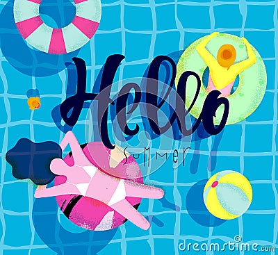 Poster hello summer Vector Illustration