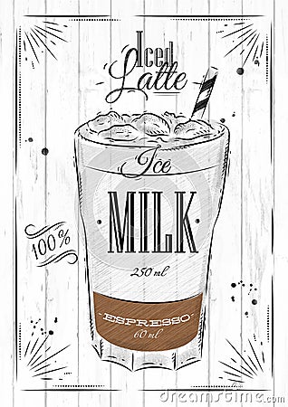 Poster iced latte Vector Illustration