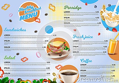 Poster Inscription Healthy Breakfast Menu 3d Stock Photo