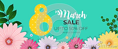 Poster International Happy Women\'s Day 8 March Greeting card sale banner Vector Illustration EPS10 Stock Photo