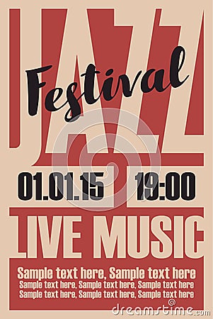 Poster for a jazz festival live music Vector Illustration