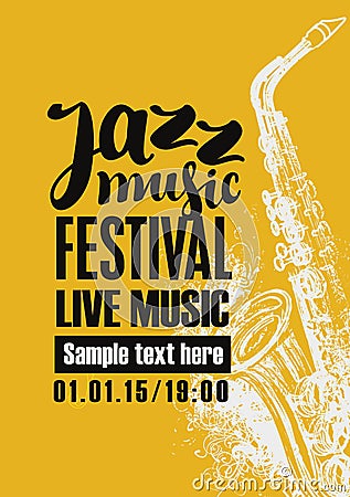 Poster for jazz festival with a saxophone Vector Illustration