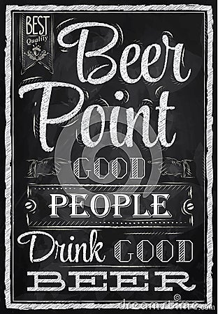 Poster lettering Beer Point. Chalk. Vector Illustration