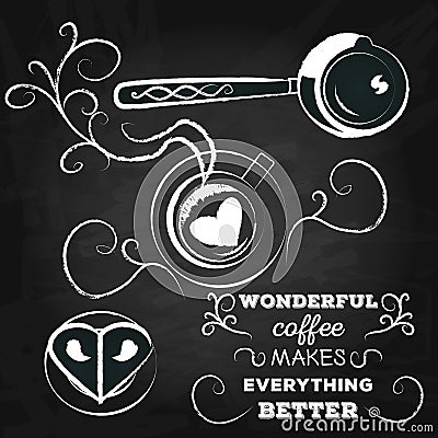 Poster lettering wonderful coffee makes everything better Vector Illustration