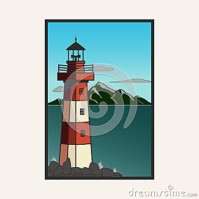 poster lighthouse design art vector illustration Vector Illustration
