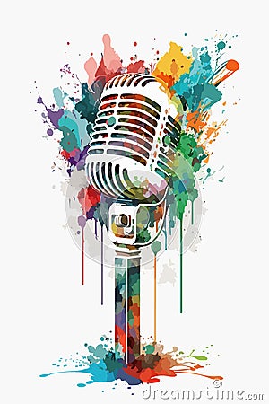 Poster for a live music concert with a bright abstract microphone Vector illustration Stock Photo