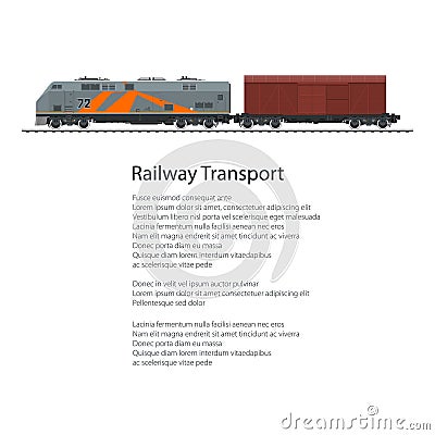 Poster Locomotive with Closed Wagon Vector Illustration