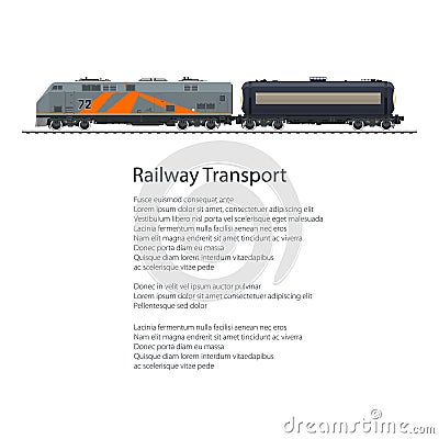 Poster Locomotive with Tank Car Vector Illustration