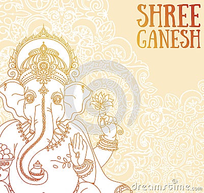 Poster with Lord Ganesha, can be used as card for celebration Ganesh Chaturthi Vector Illustration