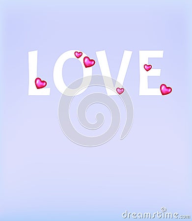 Poster love. Vector illustration with heart. hearts, love on blue background. Vector Illustration