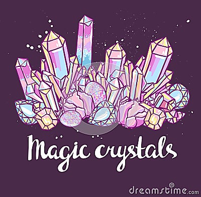 Poster - Magic crystals. Bright vector illustration. Vector Illustration