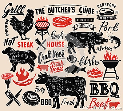 Poster meat steak Vector Illustration