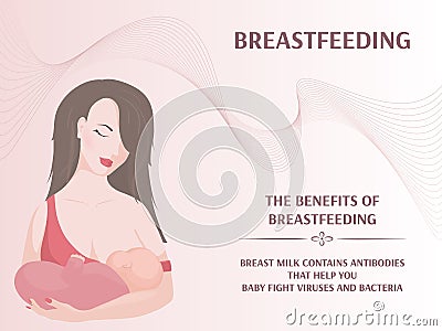 A poster of a mother breastfeeding a baby. Vector Illustration