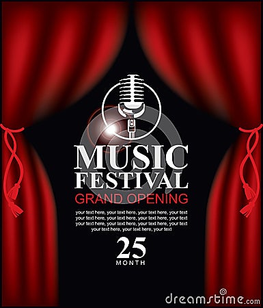 Poster for music festival with microphone Vector Illustration