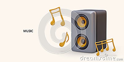 Poster for musical store. Music player and sound amplification device Vector Illustration