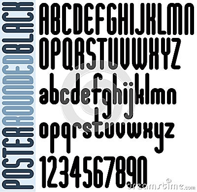 Poster Rounded Bold Condensed Tall font for headlines. Vector Illustration