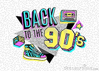 Poster in 80s-90s memphis style. Vector Illustration