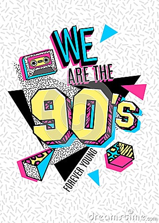 Poster in 80s-90s memphis style. Cartoon Illustration