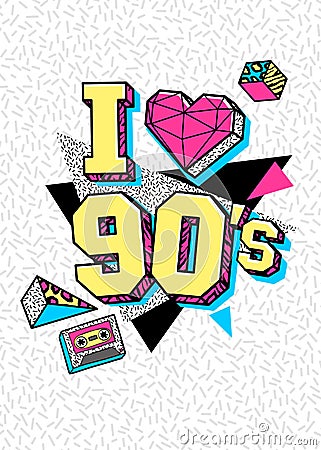 Poster in 80s-90s memphis style. Vector Illustration